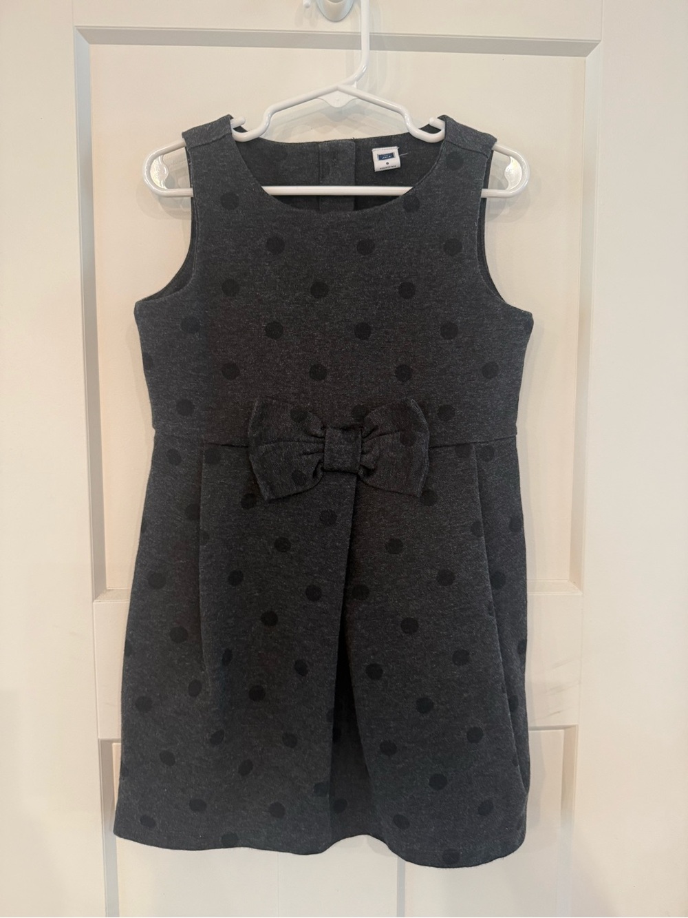 Janie and Jack Girls' Charcoal Polka Dot Bow Dress
